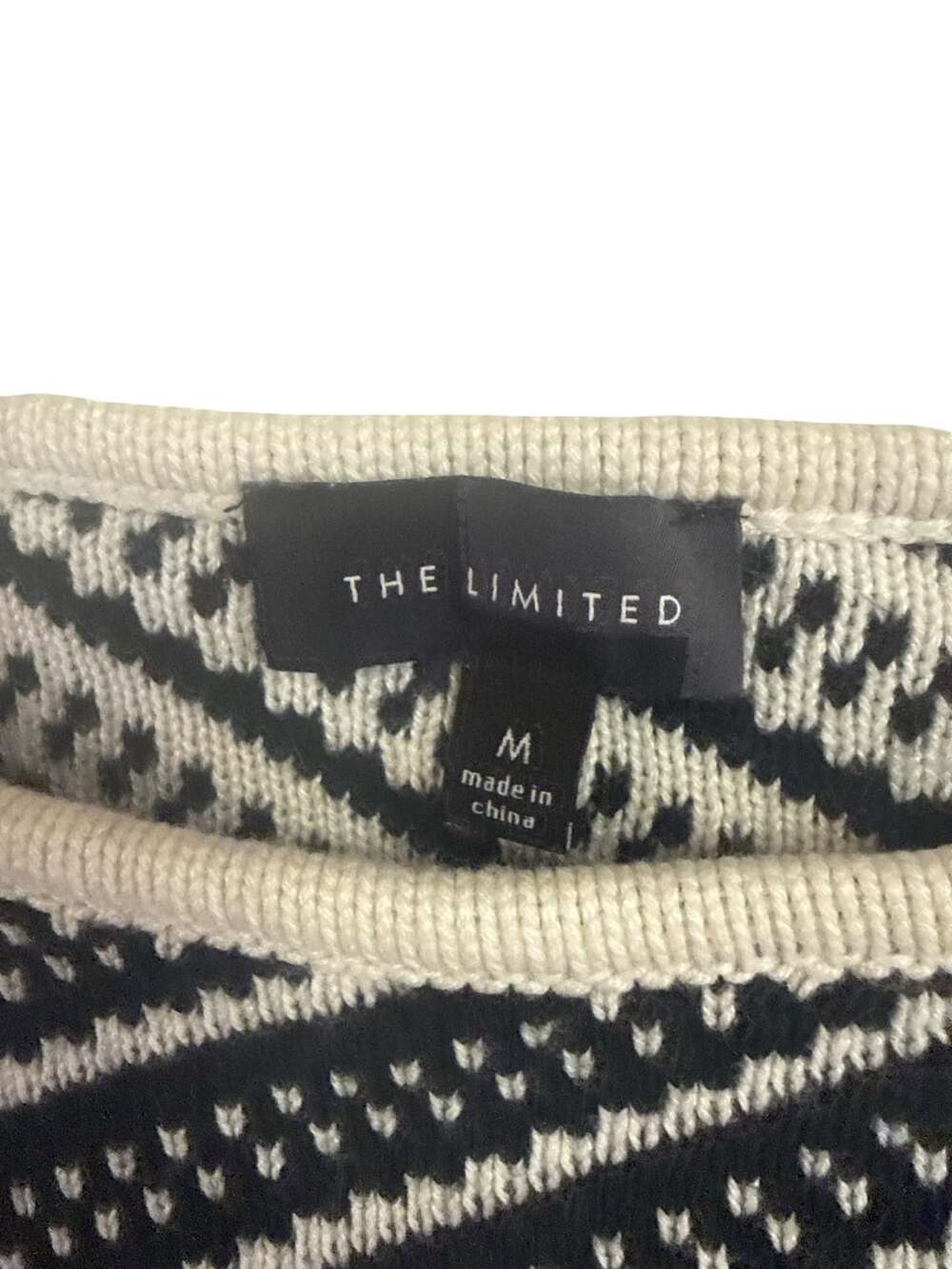 The Limited Sweater Size M Black White Patterned Knit Pullover